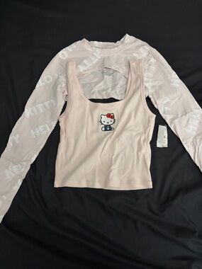 Hello Kitty Light Pink Ribbed Tank Top with Embroidered Hello Kitty and Bolero